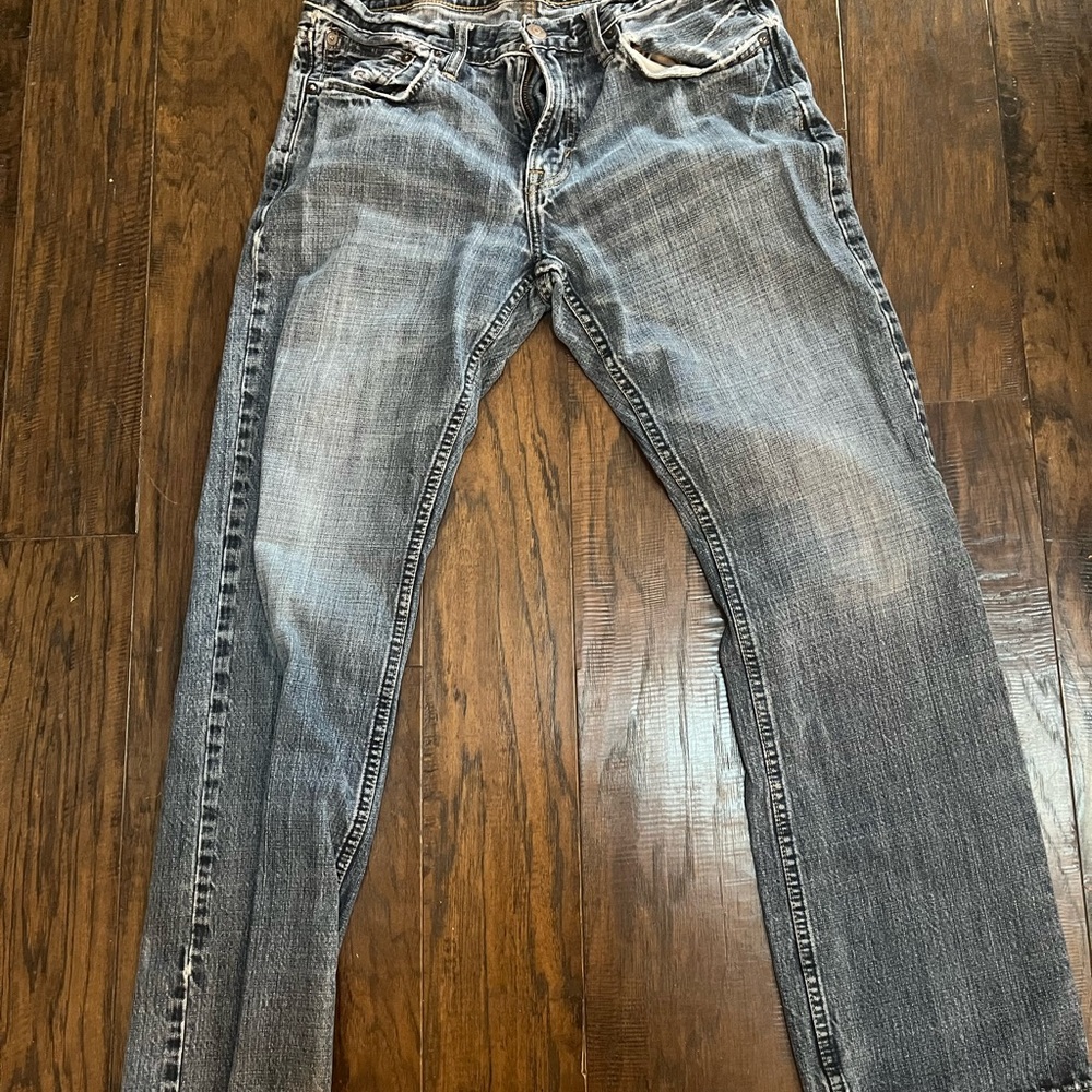 American Eagle Outfitters Blue Straight Jeans with Gradient Effect